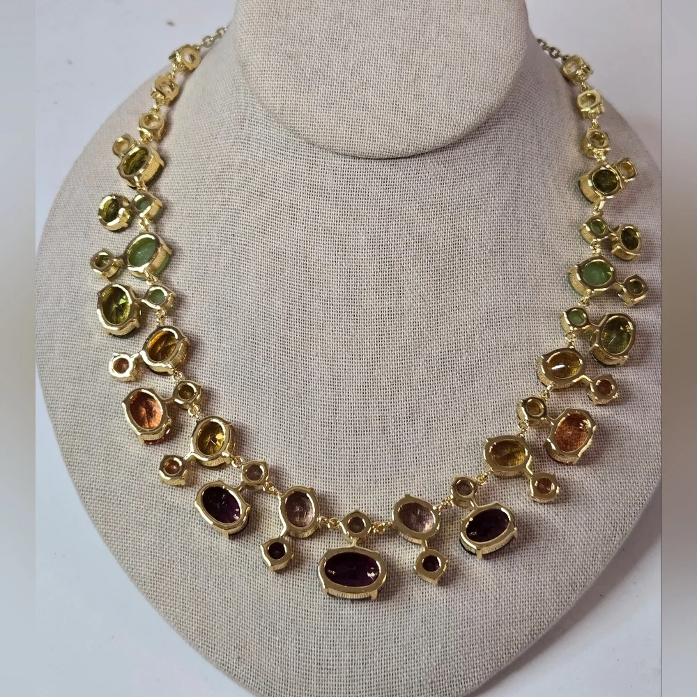 New Carolee Ombre Candy Gold Tone Necklace Multi Colored Pastel Crystal $125 - Picture 5 of 16